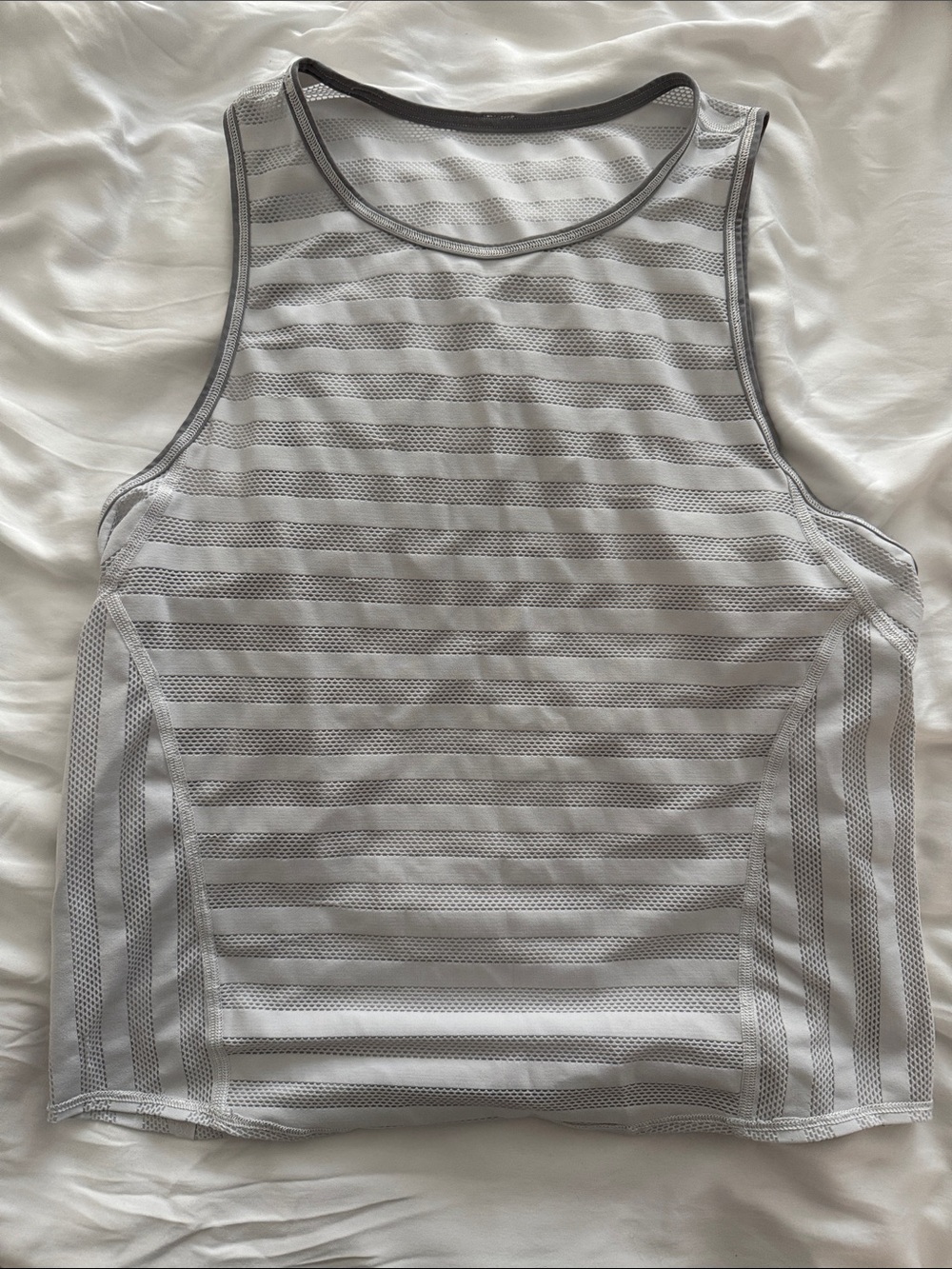 Lululemon white and gray striped tank